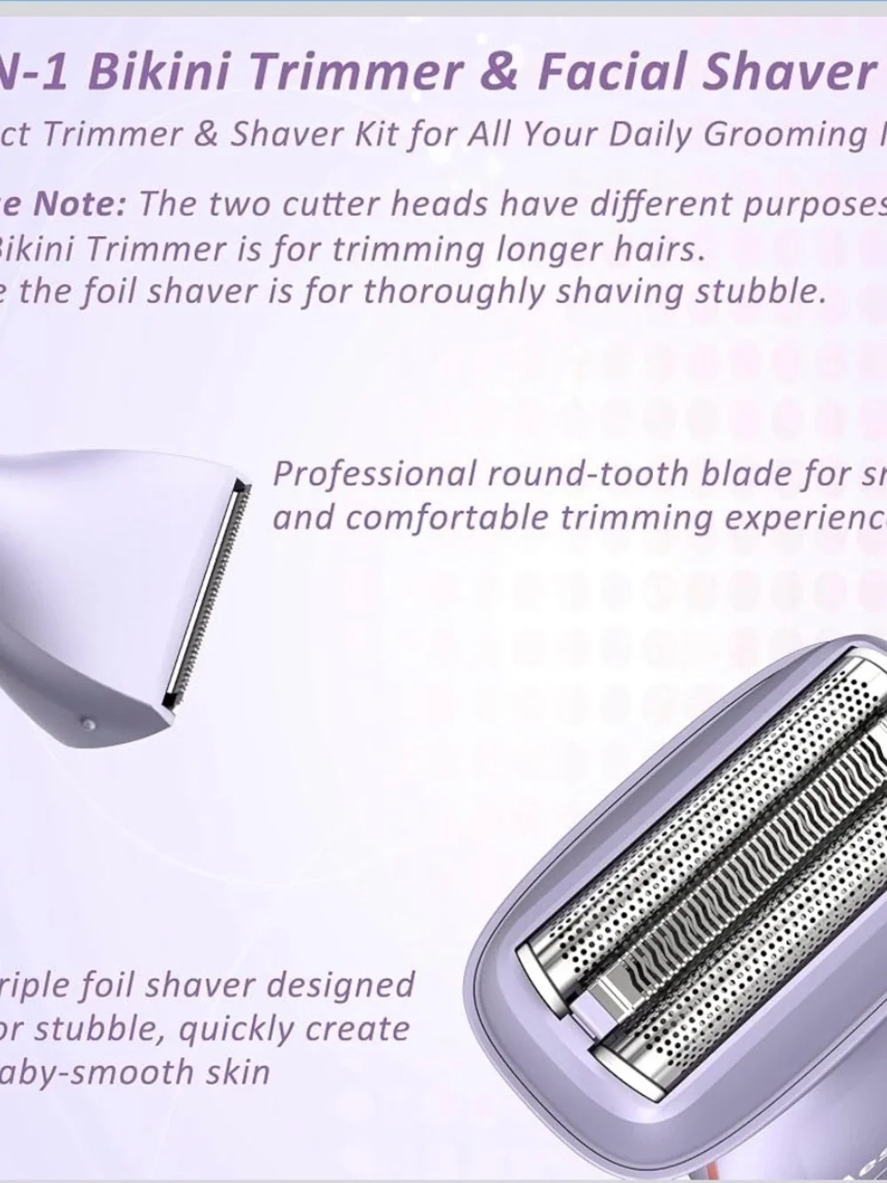 Lavender Electric Shaver for Women - Cordless Personal Trimmer